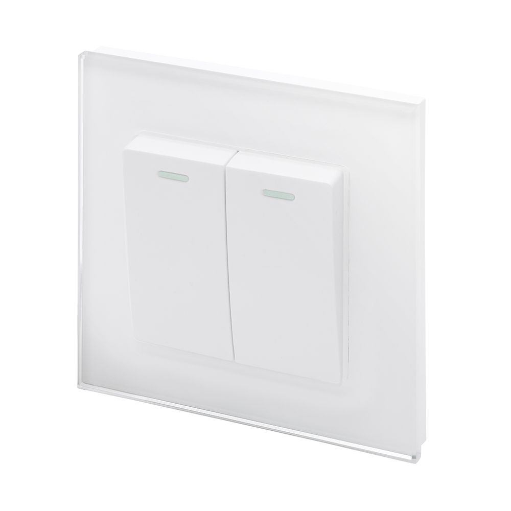 Retrotouch Crystal Mechanical Light Switch 2 Gang (White PG) 00213 UK