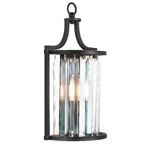 Searchlight Victoria 1LT Wall Light Black With Crystal Glass 8571BK UK