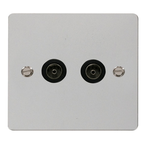 Click Scolmore Flat Plate Double Coaxial Socket FPCH066BK UK