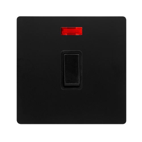Click Scolmore 20a Double Pole Switch With Neon Matt Black Cover