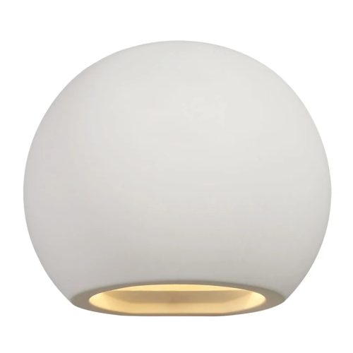 Dune Round Ball Up & Down Wall Lamp, 1 X G9, White Paintable Gypsum