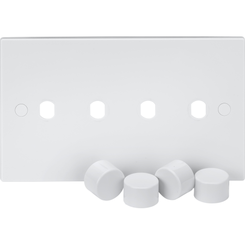 Knightsbridge 4g Dimmer Plate With Matching Dimmer Caps SN4DIM UK