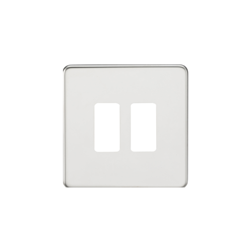ML ACCESSORIES Screwless 2G Grid Faceplate Polished Chrome (GDSF002PC) UK