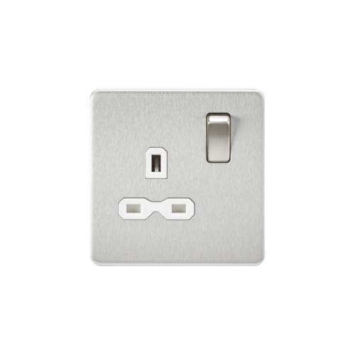 ML ACCESSORIES Screwless 13A 1G Dp Switched Socket Brushed Chrome