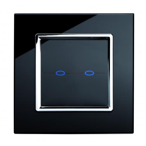 RetroTouch Crystal 2 Gang Touch Light Switch Black Ct 00061 UK