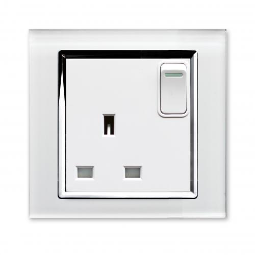 Retro Touch Crystal 13A Single Plug Socket with Switch, White CT