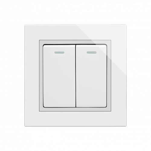 Retrotouch Crystal Mechanical Light Switch 2 Gang (White CT)