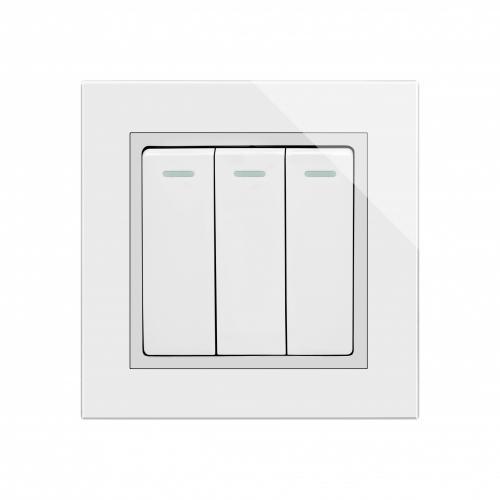 Retrotouch Crystal Mechanical Light Switch 3 Gang (White CT)