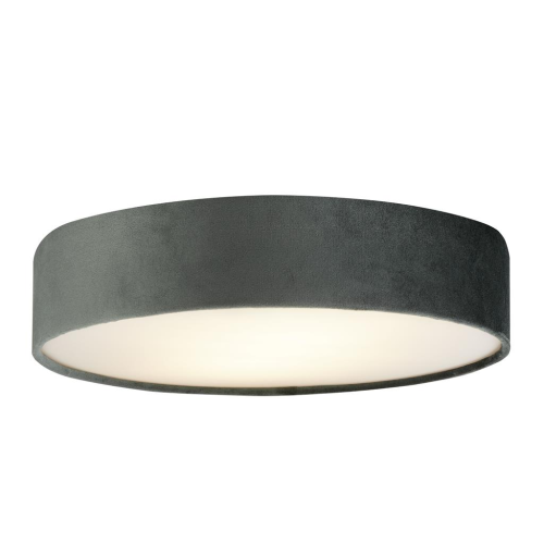 Searchlight Drum 2 3lt Flush Ceiling Light Grey Velvet Shade 232983GY UK