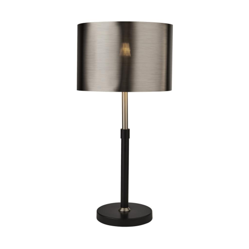 Searchlight Rachel Table Lamp Black Metal, Satin Silver & Chrome