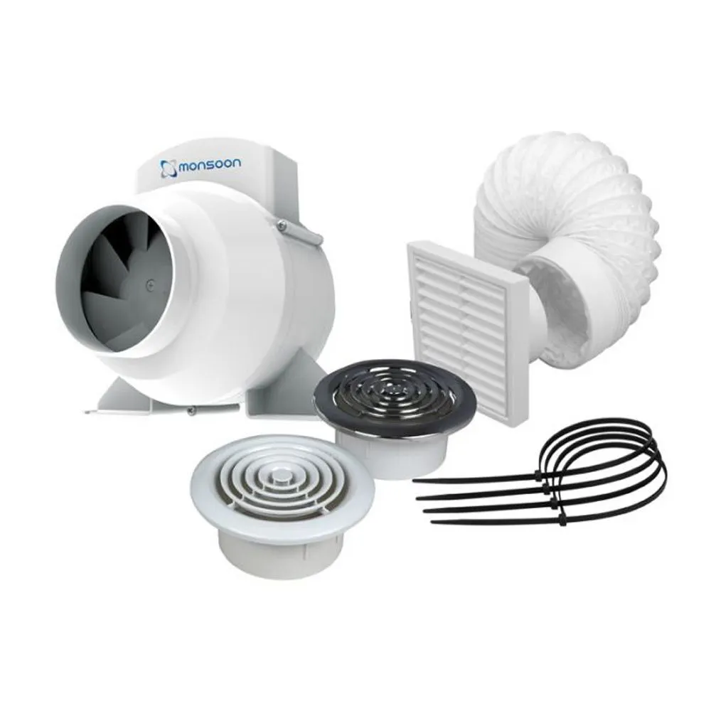 National Ventilation UMDTKLED Mixed Flow Inline Extractor Fan Kit With