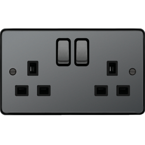 2 gang double pole socket, switch sockets, accessories,WRSS82BNB, Hager UK