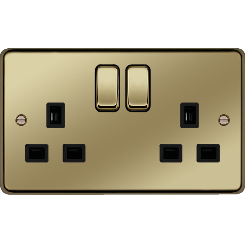 Switch socket 2 gang double pole, switch sockets, WRSS82PBB, Hager UK