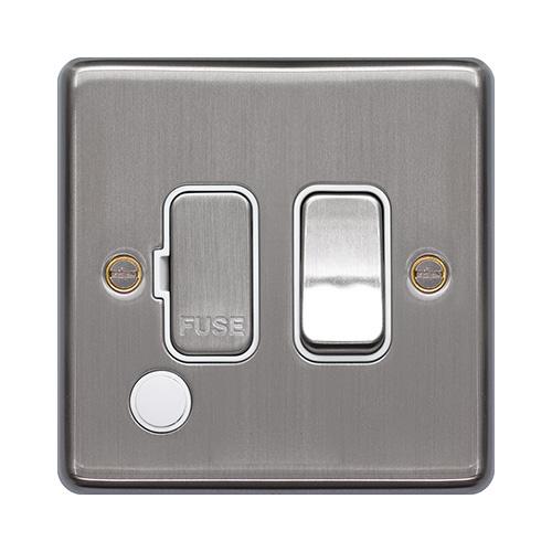 Hager Fused Connection Unit with Flex Outlet (Polished Steel)