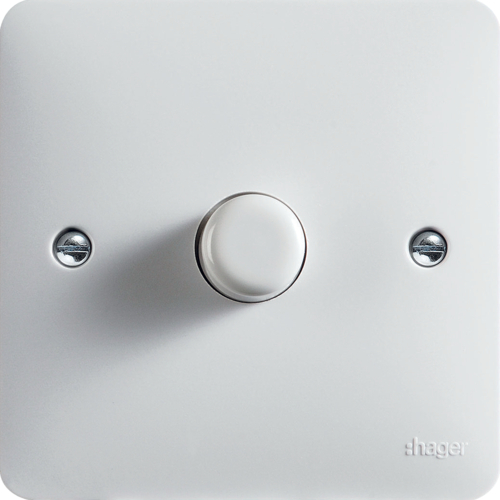 Hager 60400W 1 gang dimmer, white plastic dimmers, WMDR1/400R UK