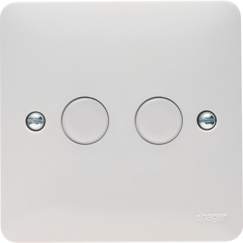 Hager 2 gang dimmer switch, white plastic dimmers, WMDS2 UK