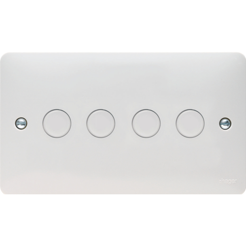 Hager 4 gang dimmer switch, white moulded dimmers, WMDS4 UK