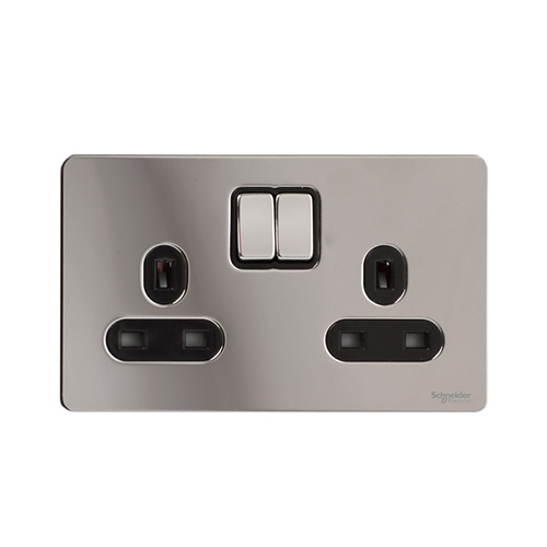 Chrome 2G flat plate switch, switches, GU3220BPC, Schneider Electric UK