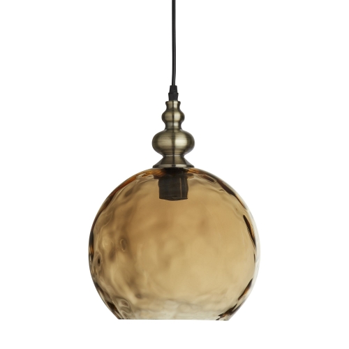 Searchlight Indiana Antique Brass Globe Pendant Light With Dimpled