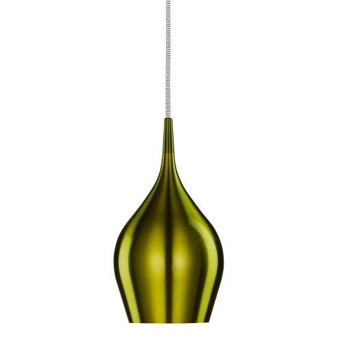 Searchlight Vibrant Anodised Aluminium, Green Bell Pendant, Braided Cable, Adjustable