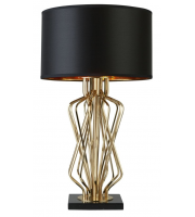 Searchlight Ethan Table Lamp With Marble Base Gold With Black Drum Shade Gold Interior