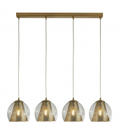 Searchlight Conio 4Lt Pendant Satin Brass And Clear Glass