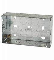 2 Gang Flush Back Box with Knockout - 35mm - Galvanised