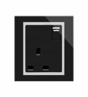 Retrotouch Crystal 13A Single Plug Socket with Switch (Black CT)
