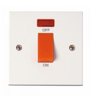 Click PRW201 45a 1 Gang Cooker Switch With Neon Polar