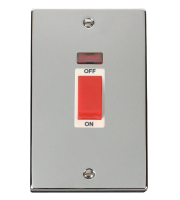 Click VPCH203WH Vpchrome 2-gang 45a Dp Switch + Neon Wh Deco