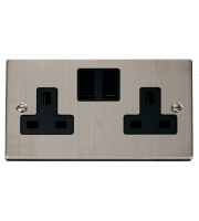 Click VPSS036BK 2-gang 13a Dp Switched Socket Deco