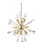 Endon Lighting Miro 9lt Pendant Satin brass plate & clear crystal Dimmable