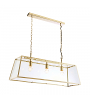 Endon Lighting Hurst 3lt Pendant Matt antique brass plate & clear glass Dimmable