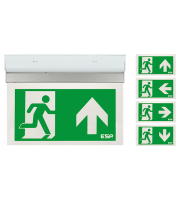 ESP Duceri Emergency Exit Sign 3w Led Ip20 All Legends Lithium Battery Maintained White