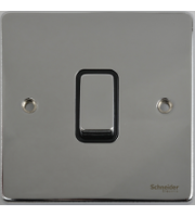Scheider Electric Ulp Polished Chrome Black Insert 1 Gang 2 Way 16AX Plate Switch 