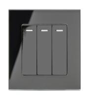 Retrotouch Crystal Mechanical Light Switch 3 Gang (Black PG)