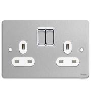 Schneider Electric Ultimate Low Profile  2G Switch Socket (Brushed Chrome)