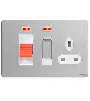 Schneider Electric Screwless Flat Plate 45A Cooker Control Unit (Stainless Steel)