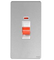 Schneider Electric GET Ultimate Flat Plate Screwless 2G DP Switch with Neon (Stainless Steel)