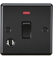 Knightsbridge 20a 1g Dp Switch With Neon & Flex Outlet - Matt Black