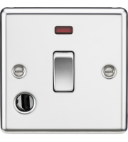 Knightsbridge 20a 1g Dp Switch With Neon & Flex Outlet - Rounded Edge Polished Chrome