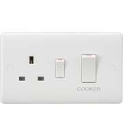 Knightsbridge Curved Edge 45a Dp Cooker Switch And 13a Socket (white Rocker)
