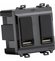 Knightsbridge Dual Usb Charger Module (2 X Grid Positions) 5v 2.4a (shared) - Anthracite