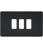 Knightsbridge Screwless 3g Grid Faceplate - Matt Black