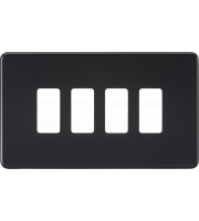 Knightsbridge Screwless 4g Grid Faceplate - Matt Black