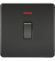 Knightsbridge Screwless 20a 1g Dp Switch With Neon - Matt Black