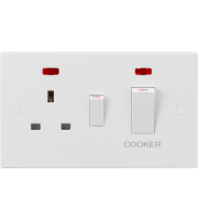 Knightsbridge 45a Dp Cooker Switch And 13a Socket With Neons (white Rocker)