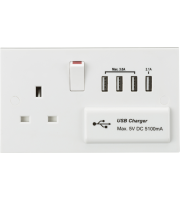 Knightsbridge 13a Switched Socket With Quad Usb Charger 5v Dc 5.1a