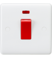 Knightsbridge Curved Edge 45A DP Switch with Neon  (small) (White)