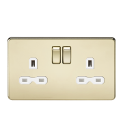 Knightsbridge Screwless 2G DP switched socket (Brass)